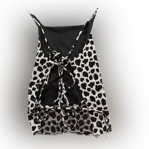 Black and White Animal Print Crop Halter Top